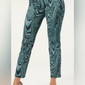 Good American Ink Swirl High Rise Cropped Pants - Blue and Black
